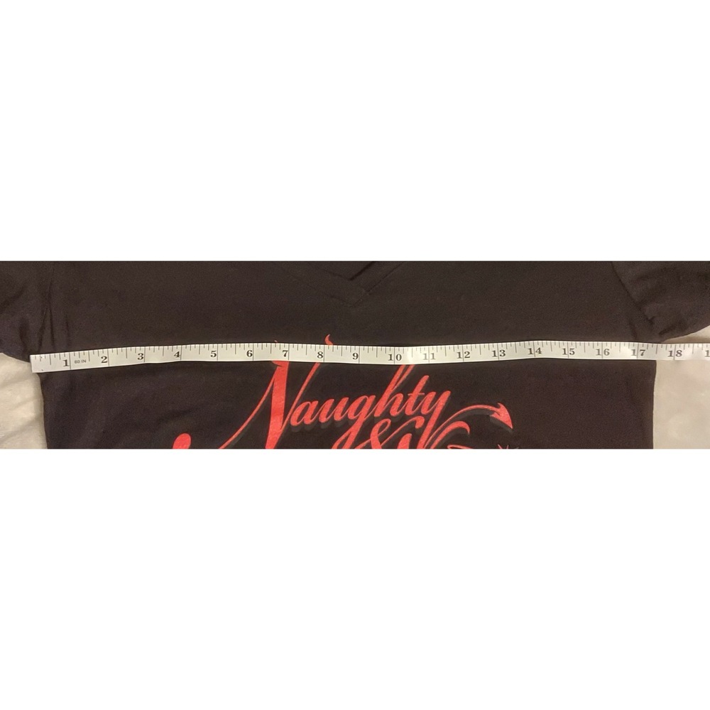 Grunt Style Womens Black "Naughty & Nice" V-Neck Short Sleeve T-Shirt Size Large - Picture 6 of 8